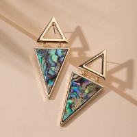 Freshwater Shell Earring, Zinc Alloy, with Shell, Geometrical Pattern, gold color plated, fashion jewelry & for woman & hollow 65mm [