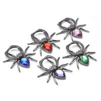 Zinc Alloy Mobile Phone Ring Holder, Spider, plated, random style & with rhinestone, mixed colors 
