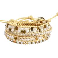 Gemstone Bracelets, Natural Stone, with Wax Cord & Hematite & Crystal & Zinc Alloy, Round, plated, fashion jewelry & multilayer & Unisex, mixed colors Approx 85 cm [