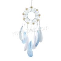Fashion Dream Catcher, Feather, with leather cord & Iron, handmade, for home and office blue, 550mm 