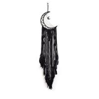 Fashion Dream Catcher, Feather, with Cotton Thread & Wood & Iron, Moon, handmade, for home and office, black, 1250mm 