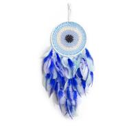 Fashion Dream Catcher, Feather, with leather cord & Plastic & Iron, handmade, for home and office blue, 600mm 