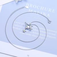 Корень Циркон Микро вымощает латунь ожерелье, Латунь, с Лунный камень & кубический цирконий, с 3.5cm наполнитель цепи, ювелирные изделия моды & Женский, длина:Приблизительно 40 см, продается PC