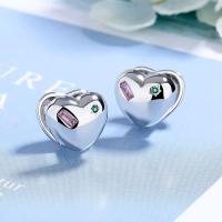 Boucles d'oreilles en laiton zircon cubique, avec zircon cubique, coeur, Placage, bijoux de mode & pour femme mm, Vendu par paire[
