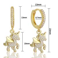 Cubic Zirconia Micro Pave Brass Earring, plated & micro pave cubic zirconia & for woman, golden 