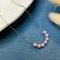 Sterling Silver Jewelry Necklace, 925 Sterling Silver, with Shell Pearl, with 5cm extender chain, fashion jewelry Approx 40 cm 