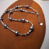 Sterling Silver Jewelry Necklace, 925 Sterling Silver, with Shell Pearl, fashion jewelry & for woman 