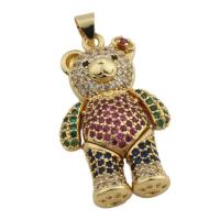 Cubic Zirconia Micro Pave Brass Pendant, Bear, gold color plated, fashion jewelry & Unisex & micro pave cubic zirconia, golden Approx 3.5mm [