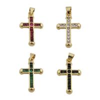Cubic Zirconia Micro Pave Brass Pendant, Cross, gold color plated, fashion jewelry & Unisex & micro pave cubic zirconia Approx 3.5mm [