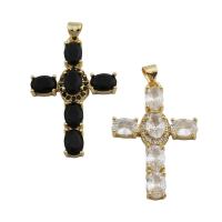 Cubic Zirconia Micro Pave Brass Pendant, Cross, gold color plated, fashion jewelry & Unisex & micro pave cubic zirconia Approx 3mm [