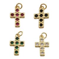 Cubic Zirconia Micro Pave Brass Pendant, Cross, gold color plated, fashion jewelry & Unisex & micro pave cubic zirconia Approx 3mm [