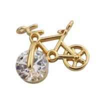 Cubic Zirconia Micro Pave Brass Pendant, Bike, gold color plated, fashion jewelry & Unisex & micro pave cubic zirconia, golden Approx 2mm [