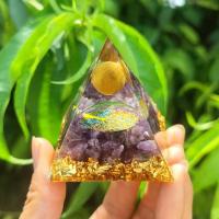 Resin Decoration, Synthetic Resin, with Natural Gravel, Pyramidal, for home and office 