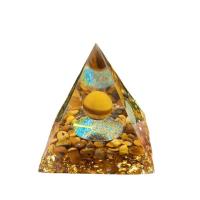 Resin Decoration, Synthetic Resin, with Tiger Eye, Pyramidal, epoxy gel, for home and office, 60mm 