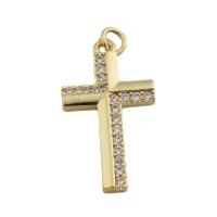 Cubic Zirconia Micro Pave Brass Pendant, Cross, gold color plated, fashion jewelry & Unisex & micro pave cubic zirconia, golden Approx 2.5mm 