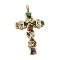 Cubic Zirconia Micro Pave Brass Pendant, Cross, gold color plated, fashion jewelry & Unisex & micro pave cubic zirconia Approx 2.5mm [