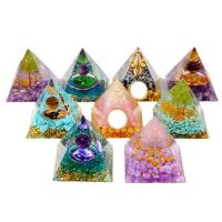 Resin Decoration, Synthetic Resin, with Natural Gravel, Pyramidal, for home and office [