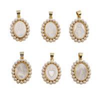 Brass Jewelry Pendants, with Shell Pearl & Shell, gold color plated, fashion jewelry & Unisex golden Approx 3.5mm [