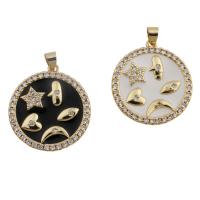 Cubic Zirconia Micro Pave Brass Pendant, with Shell, fashion jewelry & Unisex & micro pave cubic zirconia Approx 3.5mm [