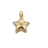 Cubic Zirconia Micro Pave Brass Pendant, Star, gold color plated, fashion jewelry & Unisex & micro pave cubic zirconia, golden Approx 3.5mm [