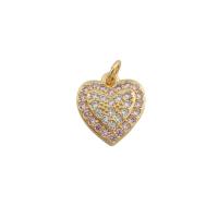 Cubic Zirconia Micro Pave Brass Pendant, Heart, gold color plated, fashion jewelry & Unisex & micro pave cubic zirconia, golden Approx 3.5mm [