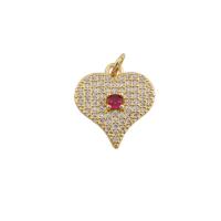 Cubic Zirconia Micro Pave Brass Pendant, Heart, gold color plated, fashion jewelry & Unisex & micro pave cubic zirconia, golden Approx 3.5mm 
