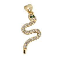 Cubic Zirconia Micro Pave Brass Pendant, Snake, gold color plated, fashion jewelry & Unisex & micro pave cubic zirconia, golden Approx 3.5mm [