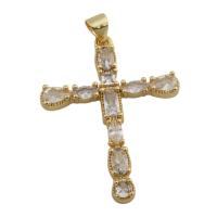 Cubic Zirconia Micro Pave Brass Pendant, Cross, gold color plated, fashion jewelry & Unisex & micro pave cubic zirconia, golden Approx 3mm [