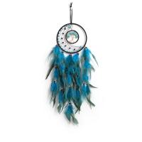 Fashion Dream Catcher, Feather, with leather cord & Wood & Brass & Iron, Tree, handmade, for home and office blue, 600mm 