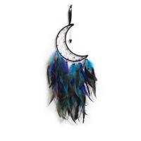 Fashion Dream Catcher, Feather, with Cloth & Plastic & Iron, Moon, handmade, for home and office mixed colors, 600mm 