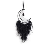 Fashion Dream Catcher, Feather, with leather cord & Plastic & Iron, Moon, handmade, for home and office black, 600mm 