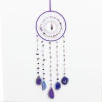 Fashion Dream Catcher, Natural Gravel, with leather cord & Agate & Iron, handmade, for home and office, purple, 550mm 