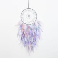 Fashion Dream Catcher, Feather, with Natural Gravel & leather cord & Plastic & Iron, handmade, for home and office, mixed colors, 630mm 