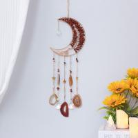 Fashion Dream Catcher, Natural Gravel, with Agate & Crystal & Brass, Moon, handmade, for home and office, red, 600mm 