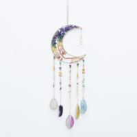 Fashion Dream Catcher, Natural Gravel, with Agate & Brass, Moon, handmade, for home and office, multi-colored, 600mm 