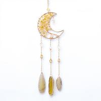 Fashion Dream Catcher, Agate, with Natural Gravel & Brass, Moon, handmade, for home and office 450mm 