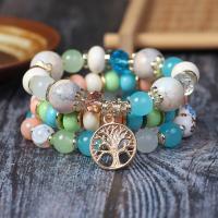 Wrap Bracelets, Glass Beads, with Plastic & Zinc Alloy & Acrylic, plated, fashion jewelry 
