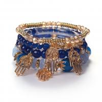 Glass Jewelry Beads Bracelets, Glass Beads, with Plastic & Zinc Alloy & Acrylic, plated, fashion jewelry & Unisex 