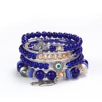 Evil Eye Jewelry Bracelet, Glass Beads, with Plastic & Zinc Alloy & Acrylic, plated, fashion jewelry & Unisex The inner diameter of the bracelet is 18cm 