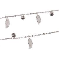 Edelstahl Schmuck Halskette, 304 Edelstahl, plattiert, Micro pave Zirkonia & für Frau, Silberfarbe, Länge:ca. 46.5 cm, verkauft von PC[