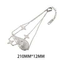 Stainless Steel Charm Bracelet, 304 Stainless Steel, plated, for woman, silver color Approx 21 cm 