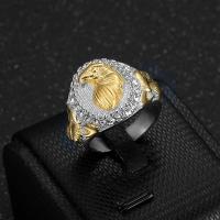 Titanium Steel Finger Ring, fashion jewelry & for man & with rhinestone 