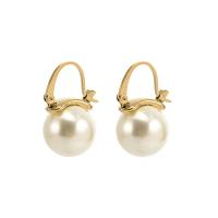 Stainless Steel Leverback Earring, 304 Stainless Steel, with Plastic Pearl, gold color plated, fashion jewelry & for woman 