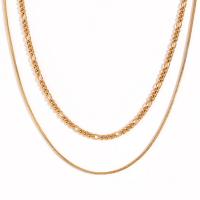 Halskette, 316 L Edelstahl, mit Verlängerungskettchen von 5cm, 18K vergoldet, Doppelschicht & Modeschmuck & für Frau, goldfarben, Länge:ca. 36 cm, ca. 40 cm, verkauft von PC