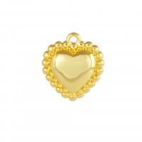 Colgantes de corazón de latón, metal, chapado en oro de 18 K, Bricolaje, 11.7x13.3x4mm, Vendido por UD[