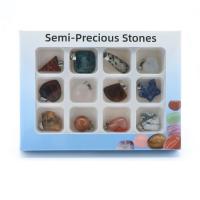 Décoration de pierre perles, pierre gemme, avec boîte de papier, poli, 12 pièces & DIY & mélangé, couleurs mélangées îte, Vendu par boîte[