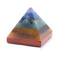 Gemstone Decoration, Rainbow Stone, Pyramidal, polished, for home and office, multi-colored 