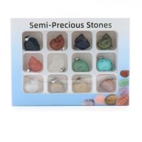 Gemstone Decoration, Natural Stone, with paper box, Skull, polished, 12 pieces & DIY, mixed colors [