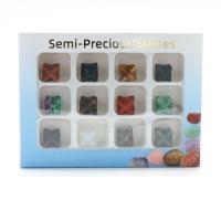 Gemstone Decoration, Natural Stone, with paper box, Star of David, polished, 12 pieces & for home and office, mixed colors 