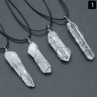 Natural Quartz Pendants, Clear Quartz, with Brass, Conical, plated, DIY Length about 12-15mm,Hight about 50-65mm [
